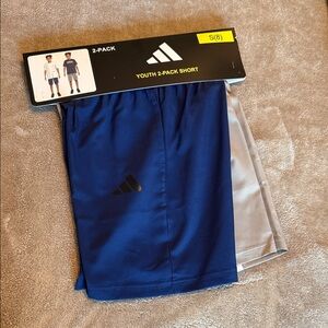 2 Pack Adidas Blue and Grey Performance Shorts